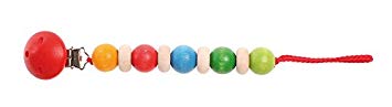 Grimm's Baby Toy Holder/Pacifier Chain with Attacher Clip, Wooden Beads (Rainbow)