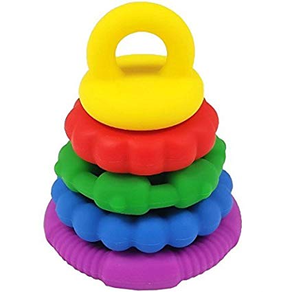 Stacking Toys - Unisex Silicone Stackable Teething Rings for Baby and Toddlers - Silicone Sensory Stacking Teether Toys - Premium Food Grade Silicone Rainbow Stacker - BPA Free by MIP Baby