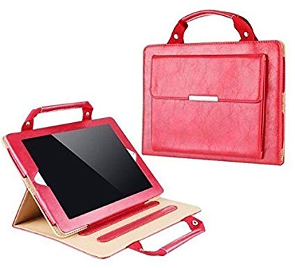 Mini 4 iPad 7.9 Cases Protective Cover,MeiLiio Business Style Handbag Slim PU Leather with Handle Pocket Fold Out Viewing Stand Carrying Case for Apple iPad Mini 4 7.9 inch Tablet (Red)