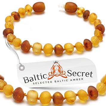 Raw Amber Teething Bracelet or Anklet, Certified Amber Beads, 50% Higher in Value and Effectiveness,...