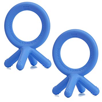 Comotomo Silicone Baby Teether, Blue 2 Pack