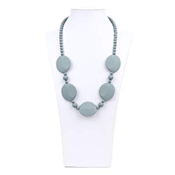 Bumkins Nixi Pietra Silicone Teething Necklace, Gray (Discontinued by Manufacturer)