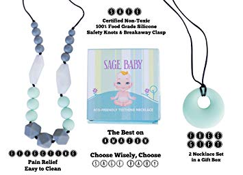 Best Silicone Teething Necklace +FREE Pendant Gift Box Set Natural Organic for Baby Infant Boys Girls