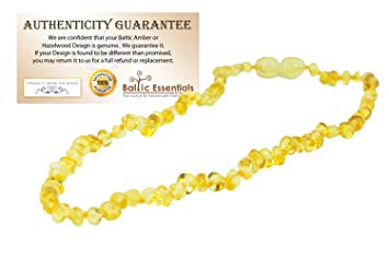 Baltic Amber Teething Necklace for Babies Butter Yellow Lemon - Baby, Infant, and Toddlers Polished...