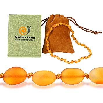 Authentic Amber Teething Necklace for Toddler Baby (Unisex – Raw Honey – 12.5 Inches), Unpolished Baltic...