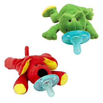 Wubbanub Infant Pacifier ~ Red Dog & Green Frog