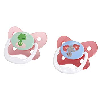 Dr. Brown's PreVent Contour Pacifier, Stage 2 (6-12m), Polka Dots Pink, 2-Pack