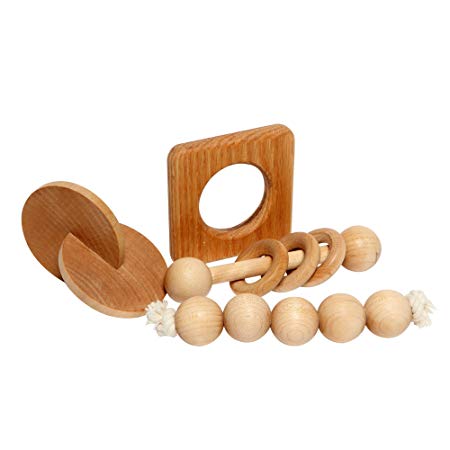 Montessori Inspired Wooden Baby Toys- 4 Unique Toys with a Gift Bag and Bonus Ebook!