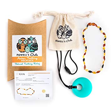 Baltic Amber Teething Necklace Gift Set + Free Silicone Teething Pendant (15 Value) Handcrafted,...