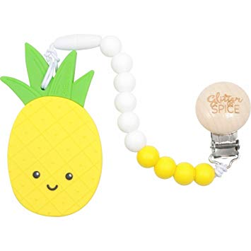 Non-Toxic BPA Free Silicone Pineapple Teether with Silicone Beads and Clip