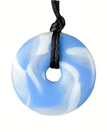 Smart Mom Teething Bling Donut Shaped Pendant Necklace (Sky Blue Swirl)