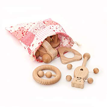 Amyster Puzzle Toys Intellectual Development of Children Montessori Toys Set Nursing Wooden Teether...