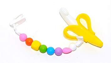 Baby Nation Pacifier Clip Plus Banana Teething Tooth BrushCombo - BPA Free & FDA Approved -...