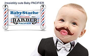 BabyStache Funny Baby Kissable Mustache Pacifier for Babies and Toddlers Unisex BPA, Latex Free...