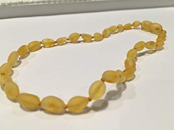 11 Inch Raw Unpolished Lemon Bean Baltic Amber Teething Necklace for Infant, Baby, Newborn Drooling...