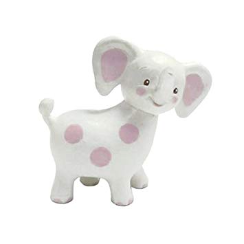 Bunnies By The Bay Peanut Elephant Teether, White with Pink Polka Dots