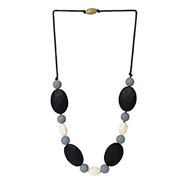 Chewbeads Tribeca Teething Necklace, 100% Safe Silicone - Black