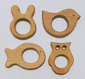 U.D. Let's Make -Natural Wooden Baby Teething - Wooden Baby Toy - Teething Ring Set - Most Popular...