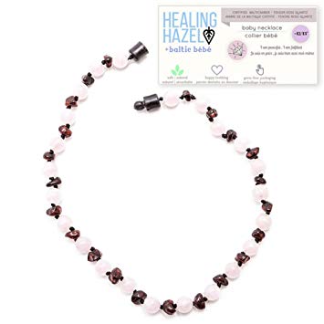 Healing Hazel + baltic bébé – 100% Certified Balticamber Pop Clasp Children Necklace with Gemstones,...