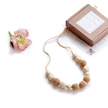 Pretty Mom & Lovely Baby 'Vanilla' Designer Teething Necklace, Gift Box & Greeting Card;...
