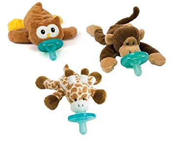WubbaNub Infant Pacifier 3-Pack - People's Choice Giraffe, Monkey, Owl
