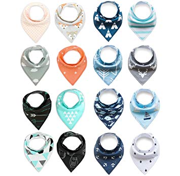 16Packs Baby Bandana Drool Bibs for Drooling and Teething for Girls and Boys Baby Gift Set Super Absorbent