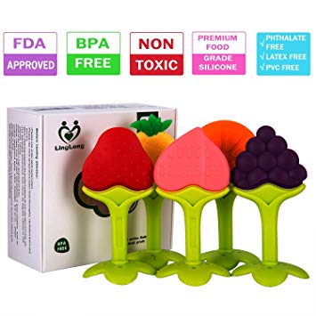 Linglong 5 pack Teething Toys Set for Baby,FDA Approved And BPA-Free/Dishwasher And Freezer Safe Teether