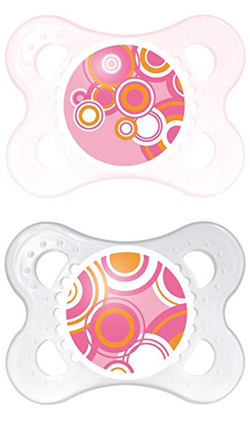 MAM Trends Latex Orthodontic Pacifier, Girl 0-6 Months, 2-Count