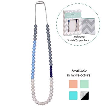 Goobie Baby Sophie Silicone Teething Necklace for Mom to Wear, Safe BPA Free Beads to Chew - Light...