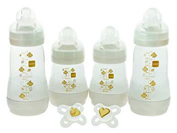 MAM Feed & Soothe Bottle & Pacifier Gift Set, Unisex, 0+ Months, 6-Count