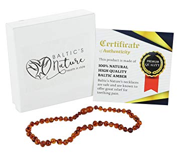 BALTIC AMBER TEETHING NECKLACE - Anti-Inflammatory - Amber Beads Help Reduce Pain, Drooling and...