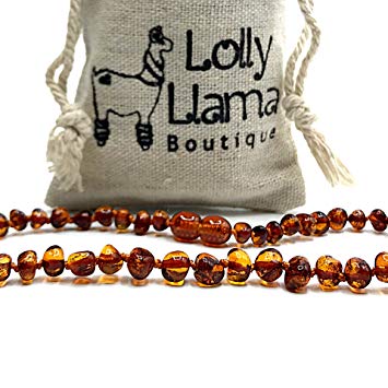 Lolly Llama Beautiful Baltic Amber Teething Necklace for Babies (Unisex) Drooling & Teething Pain Relief...