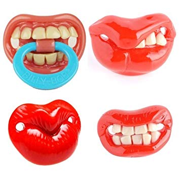 Billy Bob Funny Teeth Pacifier Set (Thumb Sucker, Lil King, Chomp and Kiss Me)