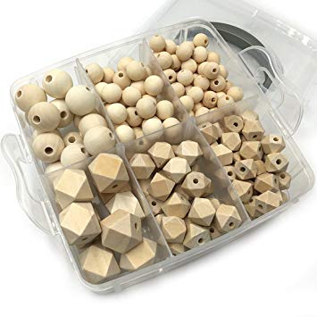 Amyster DIY Nursing Jewelry Combination Package Blending Natural Round Geometry Hexagon Wooden Beads...