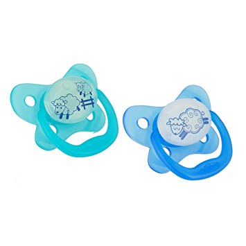 Dr. Brown's PreVent Contour Glow in the Dark Pacifier, Stage 1 (0-6m), Blue, 2-Pack