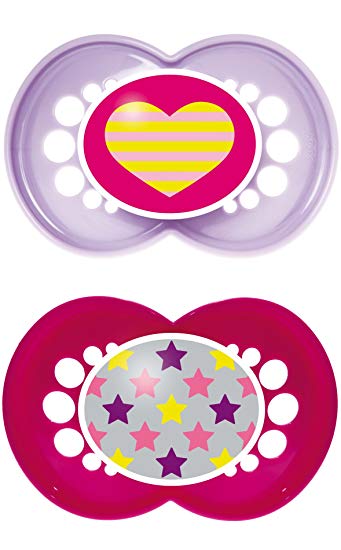 MAM Trends Latex Orthodontic Pacifier, Girl, 6+ Months, 2-Count
