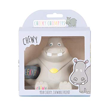 Cheeky Chompers Chewy the Hippo: 100% Natural Rubber Attachable Teether Designed to Avoid...