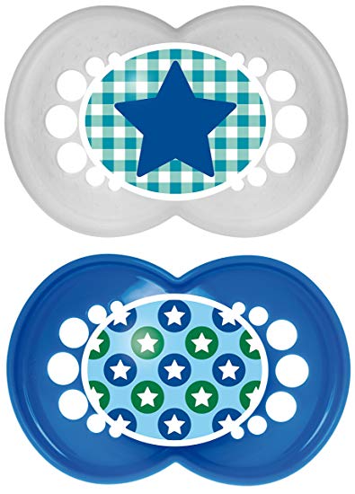 MAM Trends Latex Orthodontic Pacifier, Boy, 6+ Months, 2-Count